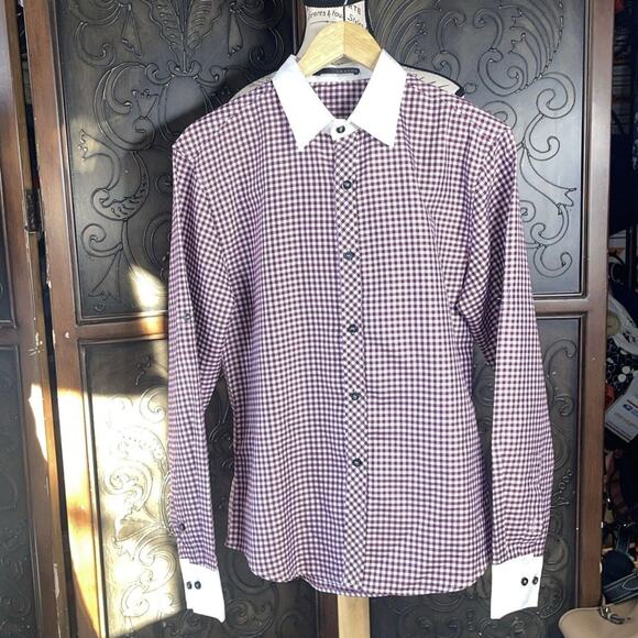 Loadle Purple and White Checkered Long Sleeve Button Up Shirt Men's Size M - Picture 1 of 5